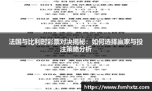 法国与比利时彩票对决揭秘：如何选择赢家与投注策略分析